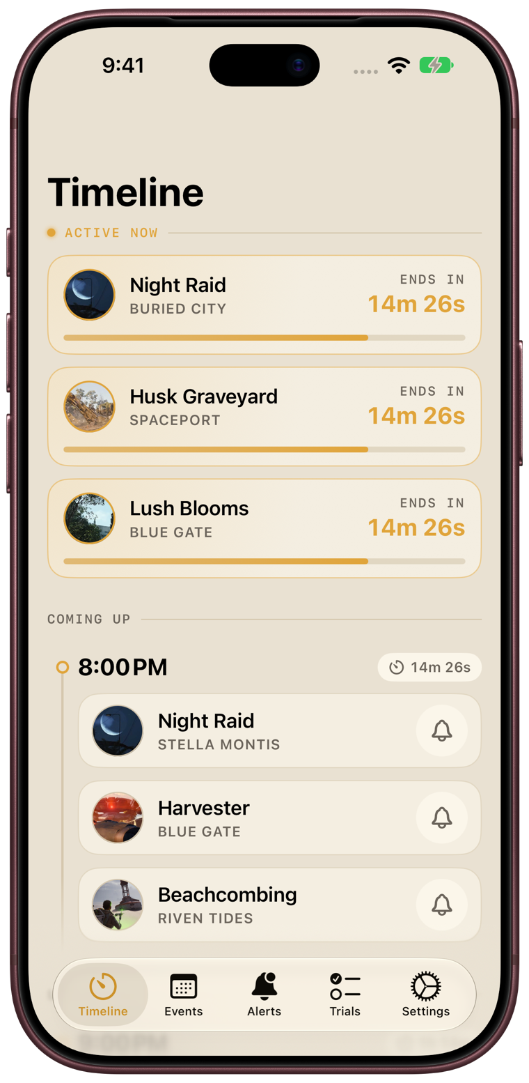 The Timeline on iPhone in light mode.